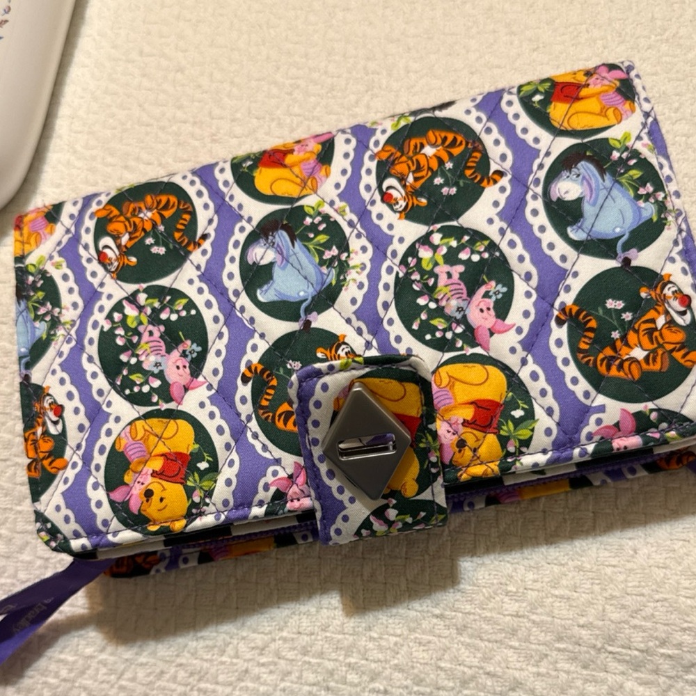 Purple Winnie the Pooh Patterned Wallet Clutch
